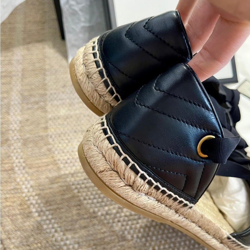 Gucci Black Espadrilles with Gold Accents - Picture 13 of 15